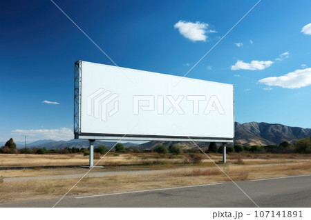 Mockup of a large white clean billboard, advertising poster. Generative AI Mockup of a large white clean billboard, advertising poster. Generative AI 107141891