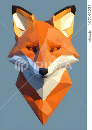 fox head logo in a simple vector style with low poly color shading and simple geometric fox head logo in a simple vector style with low poly color shading and simple geometric 107142058