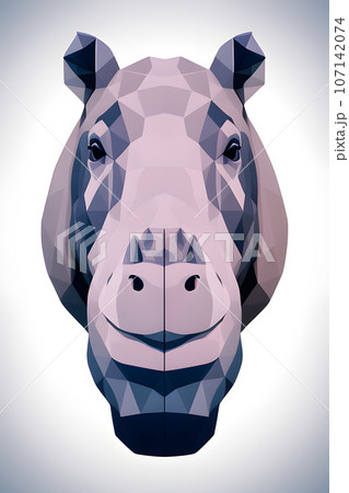 hippopotamus head logo in a simple vector style with low poly color shading hippopotamus head logo in a simple vector style with low poly color shading 107142074