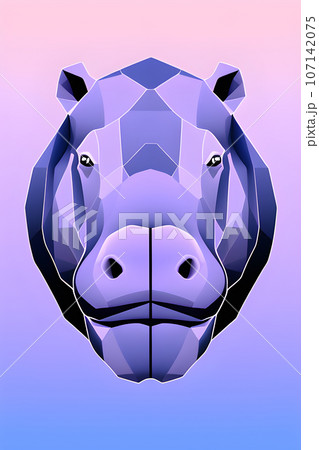 hippopotamus head logo in a simple vector style with low poly color shading hippopotamus head logo in a simple vector style with low poly color shading 107142075