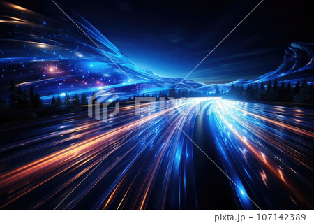 Abstract futuristic background Data Transfer. technology concept. Futuristic cyberspace background. Generative AI 107142389
