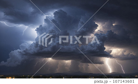 雷と黒雲のイラスト素材 [107143601] - PIXTA