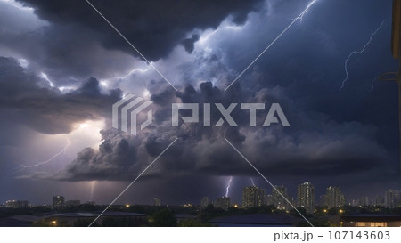 雷と黒雲のイラスト素材 [107143603] - PIXTA