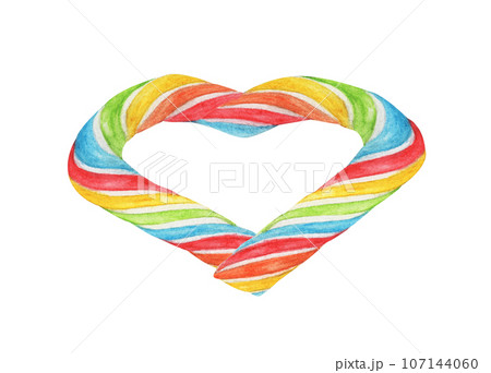 Heart made from Rainbow. Watercolor illustration. Heart made from Rainbow. Watercolor illustration. 107144060