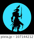 Silhouette of a warrior, Warrior with sword silhouette, Fighter Silhouette with sword 107144212