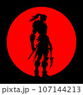 Silhouette of a warrior, Warrior with sword silhouette, Fighter Silhouette with sword 107144213