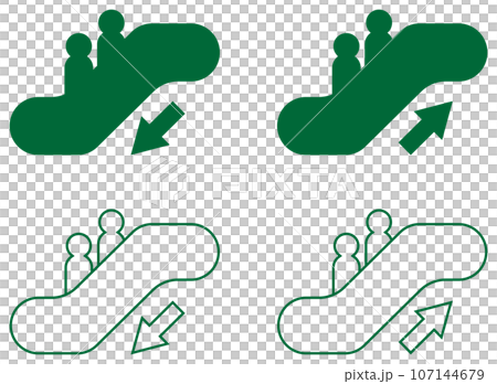Escalator icon set green 107144679