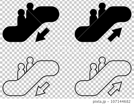 Escalator icon set black 107144682