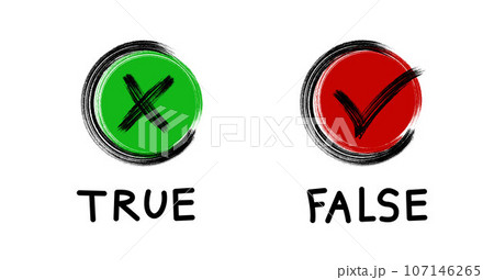 True or False with green and red checkmark vector illustration 107146265