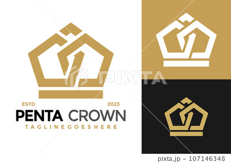 Pentagon Crown Logo design vector symbol icon illustration Pentagon Crown Logo design vector symbol icon illustration 107146348