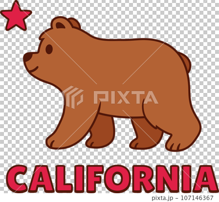 Cute cartoon California bear drawing 107146367