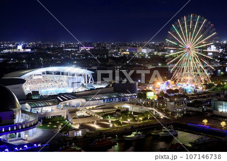 名古屋市、名古屋港水族館の夜景 名古屋市、名古屋港水族館の夜景 107146738