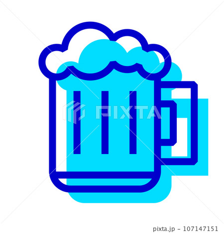 飲み物、ビール、ジョッキ、酒、アルコールを表す2色スタイルの