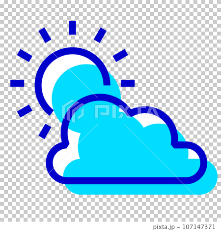 Two color style icons representing weather, sun, clouds, clear and cloudy Two color style icons representing weather, sun, clouds, clear and cloudy 107147371