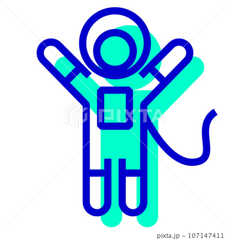 宇宙、宇宙飛行士、宇宙服を表す2色スタイルのアイコンのイラスト素材