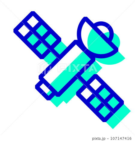 宇宙、人工衛星を表す2色スタイルのアイコン 107147416