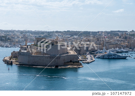 Malta, Valletta, Panoramic View Of Fort St Angelo 107147972