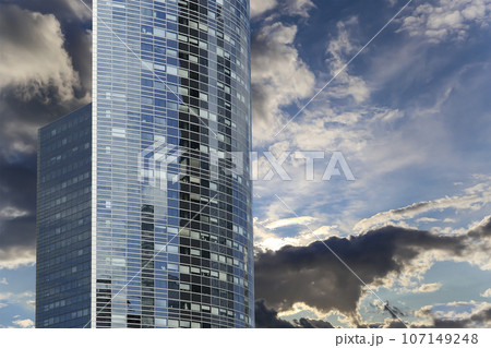 Skyscrapers La Defense (against the background of a sky at sunset), commercial and business center of Paris, France Skyscrapers La Defense (against the background of a sky at sunset), commercial and business center of Paris, France 107149248