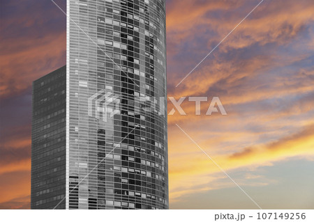 Skyscrapers La Defense (against the background of a sky at sunset), commercial and business center of Paris, France Skyscrapers La Defense (against the background of a sky at sunset), commercial and business center of Paris, France 107149256