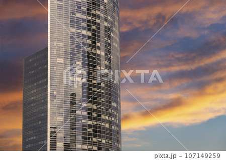 Skyscrapers La Defense (against the background of a sky at sunset), commercial and business center of Paris, France Skyscrapers La Defense (against the background of a sky at sunset), commercial and business center of Paris, France 107149259