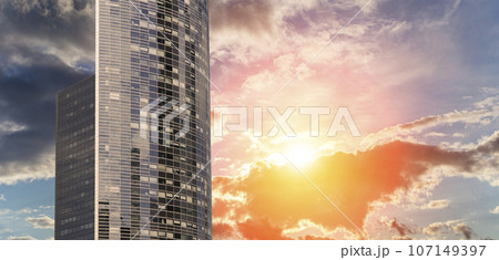 Skyscrapers La Defense (against the background of a sky at sunset), commercial and business center of Paris, France Skyscrapers La Defense (against the background of a sky at sunset), commercial and business center of Paris, France 107149397