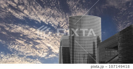 Skyscrapers La Defense (against the background of a sky at sunset), commercial and business center of Paris, France Skyscrapers La Defense (against the background of a sky at sunset), commercial and business center of Paris, France 107149418