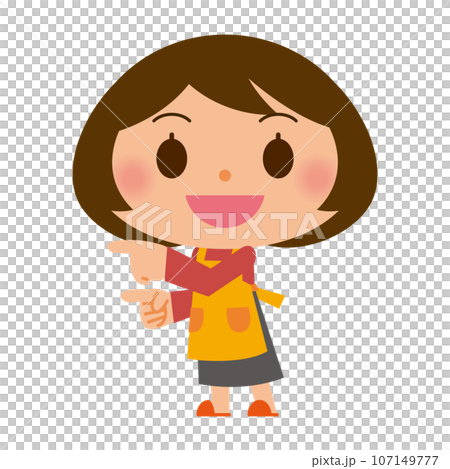 指著圍裙的女人 指著圍裙的女人 107149777