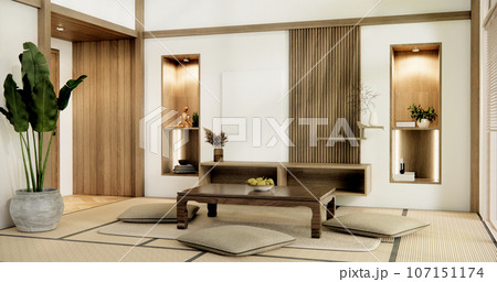 Muji living room japanese style and decoration for japan.3D rendering 107151174