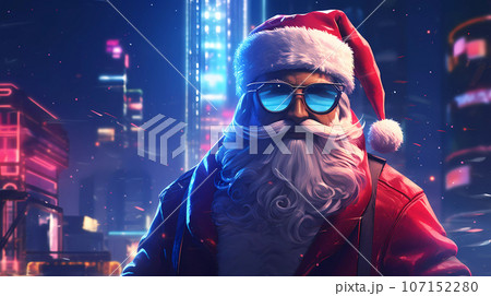 Epic Santa Claus Character in Cyberpunk Style 107152280