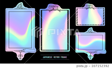 ホログラムステッカーデザインのラベルセット。 107152392