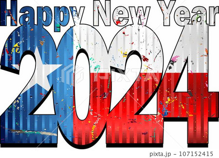 Happy New Year 2024 with Texas flag inside Happy New Year 2024 with Texas flag inside 107152415