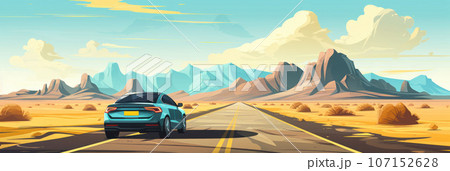 Highway along the mountains and desert 107152628