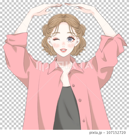 正解のポーズをする女性 107152720