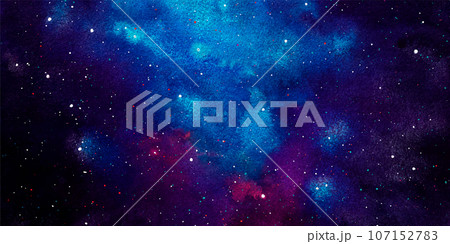 Vector cosmic illustration. Beautiful colorful space background. Watercolor Cosmos Vector cosmic illustration. Beautiful colorful space background. Watercolor Cosmos 107152783