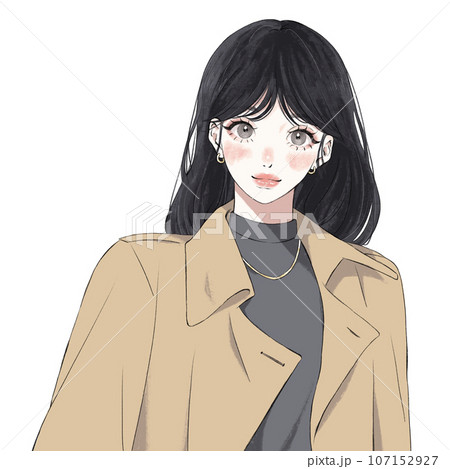 笑顔の黒髪女性 笑顔の黒髪女性 107152927
