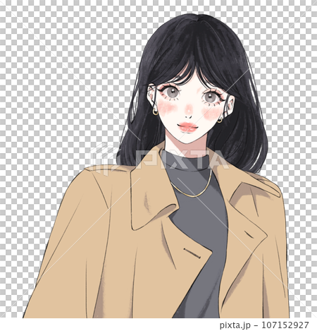 笑顔の黒髪女性 笑顔の黒髪女性 107152927