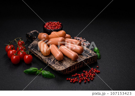 Delicious fresh vegetarian sausage or sausage made from vegetable protein tofu or seitan Delicious fresh vegetarian sausage or sausage made from vegetable protein tofu or seitan 107153423