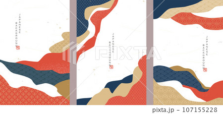 和柄と抽象的な形の背景コレクション 和柄と抽象的な形の背景コレクション 107155228