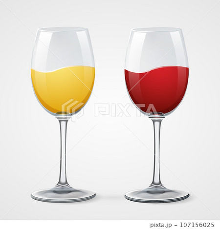 red and white wine glasses on gray red and white wine glasses on gray 107156025