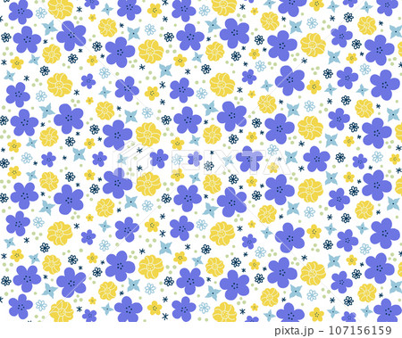 北欧風の小花柄の背景（青） 107156159