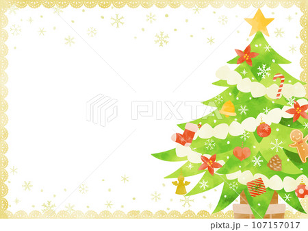 手書きのクリスマスツリーのフレーム 107157017