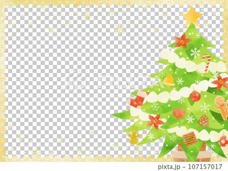手書きのクリスマスツリーのフレーム 107157017