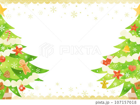 クリスマスツリーのフレームイラスト クリスマスツリーのフレームイラスト 107157018