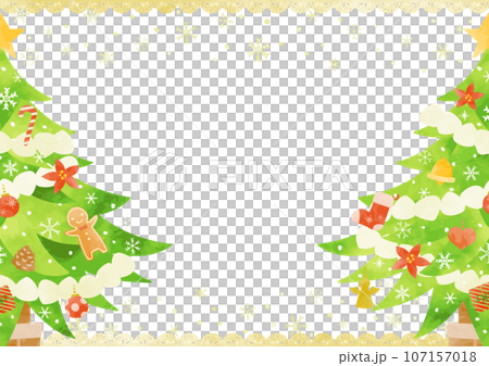 クリスマスツリーのフレームイラスト クリスマスツリーのフレームイラスト 107157018