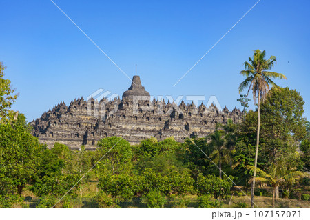 快晴のボロブドゥール寺院（インドネシア・ジャワ島） 107157071