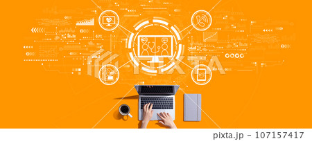 Telehealth theme with person working with laptop 107157417