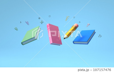 Books and a pencil - Educational theme - 3D Books and a pencil - Educational theme - 3D 107157476