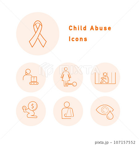 児童虐待防止のカラーアイコンセット 児童虐待防止のカラーアイコンセット 107157552