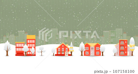 クリスマス　雪　冬　風景　背景 107158100