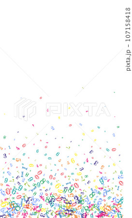Falling colorful numbers. Math study concept with flying digits. Back to school mathematics banner on white background. Falling numbers vector illustration. 107158418